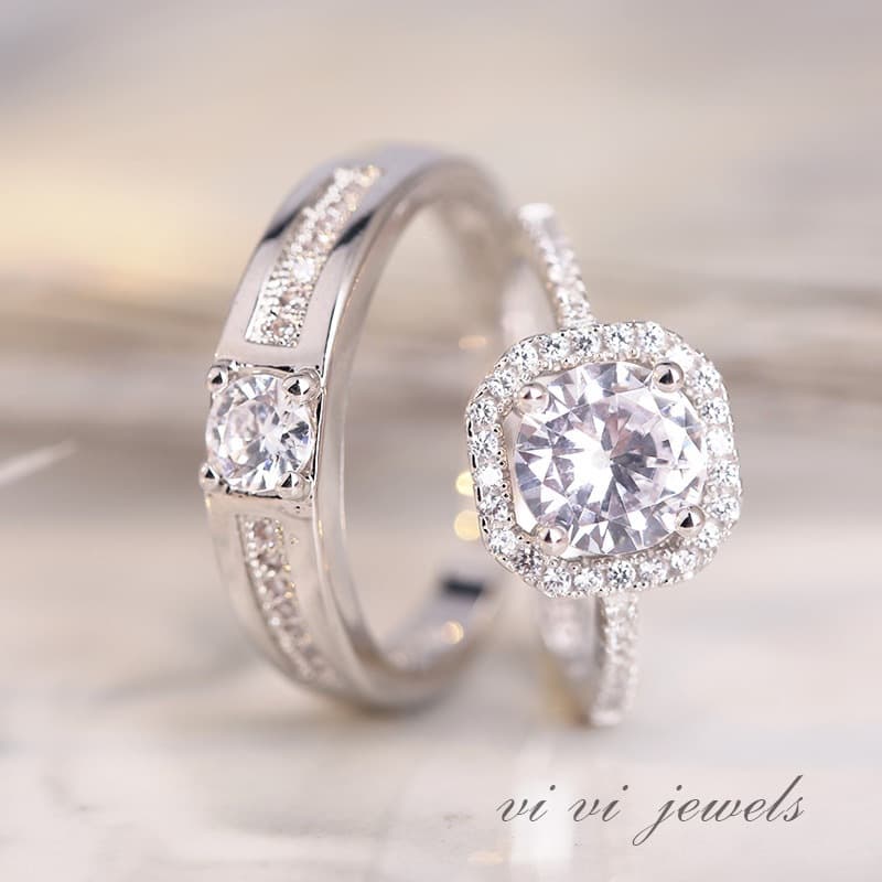 Cross-Border Korean Fashion Elegant Couple For Men And Women Wedding Light Luxury Diamond Open Rings One Piece