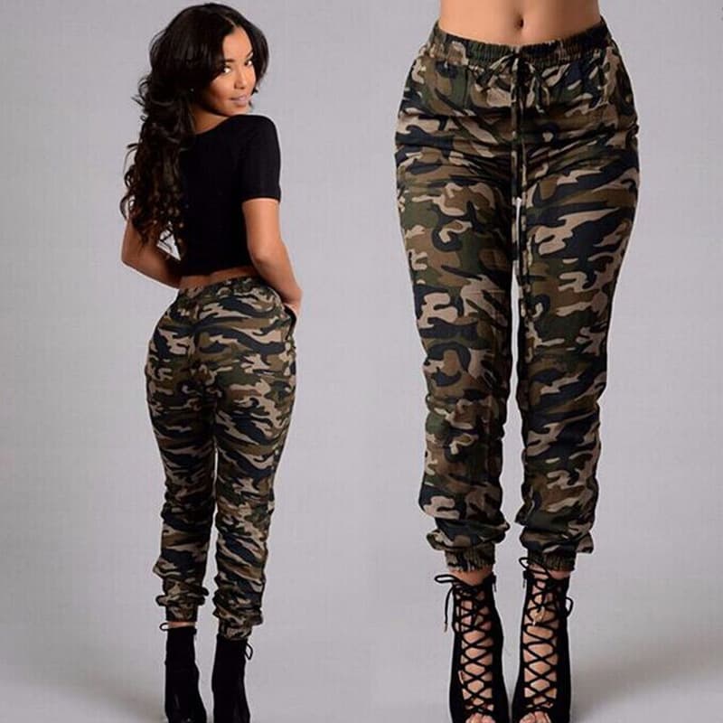Women's pants casual pants camouflage printed trousers
