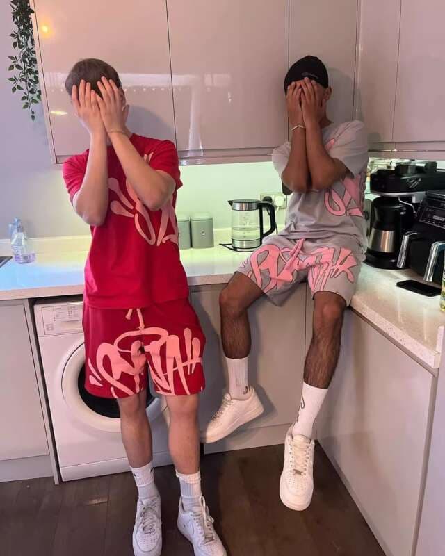 Men's T-shirt Sets Y2K Aesthetic High Street Hip-hop Printed Letter Short Sleeved T-shirt Shorts Men's Summer