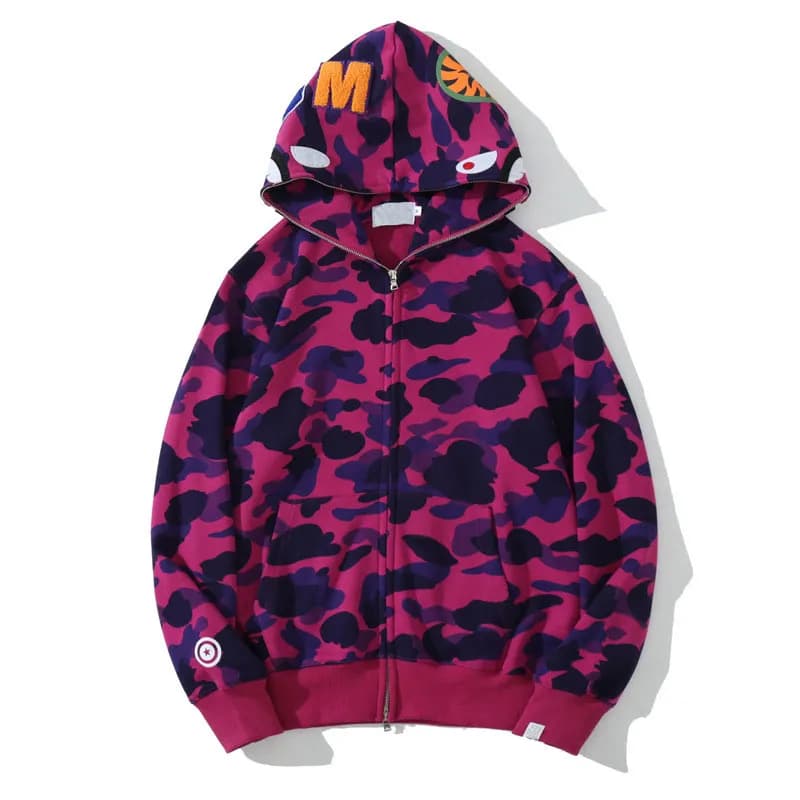 Sweat à capuche zippé en forme de requin pour homme et femme, veste camouflage tendance, sweat à capuche, polaire technique