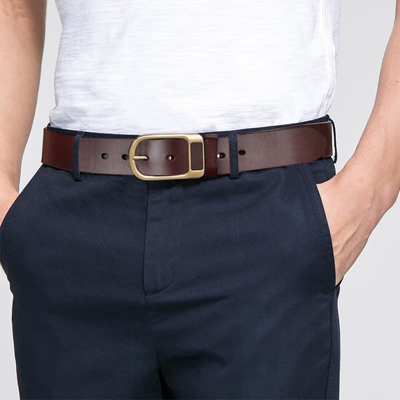 2023 New Hot Sale Retro Belt Men's Leather Casual Business Simple Cowhide Belt Men's Fashion Versatile Needle Button Pant Belt