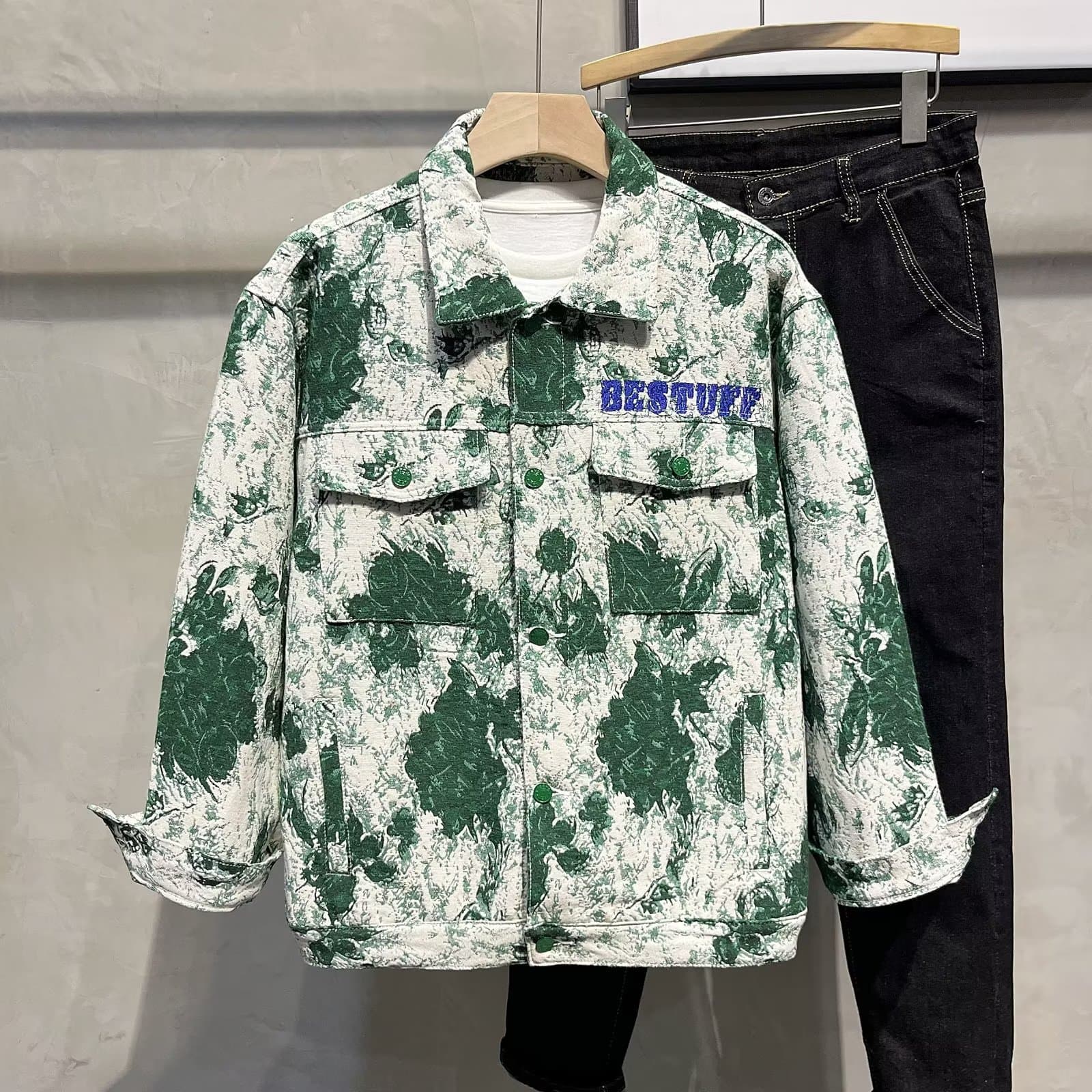 2024 Autumn/winter fashion brand jacquard embroidery craft lapel jacket for men loose casual couple cargo coat for men