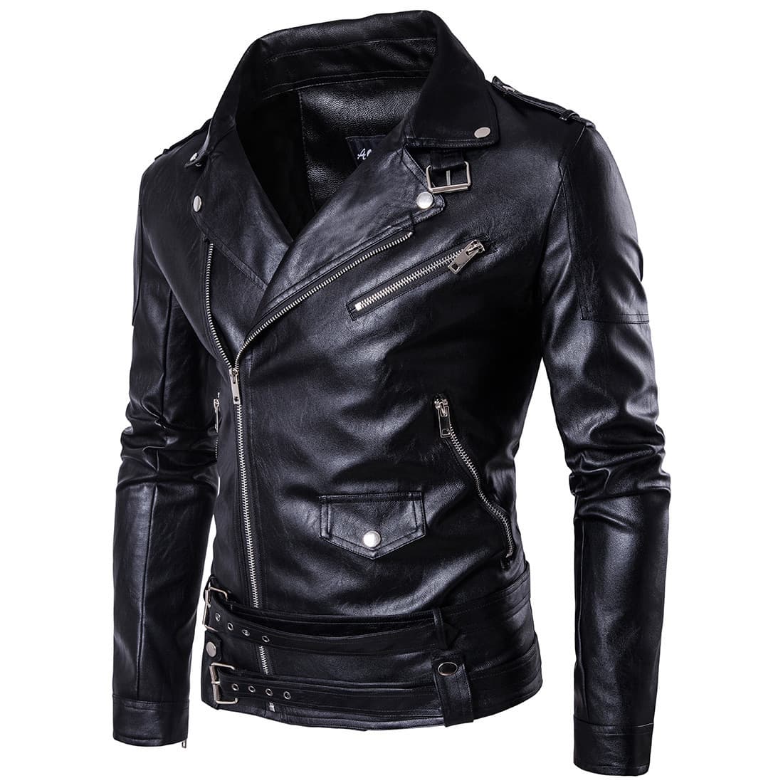 Men's Clothing Fashion Punk Men's Leather Carly Pi Motorcycle Leather Slim Harley Leather Jacket