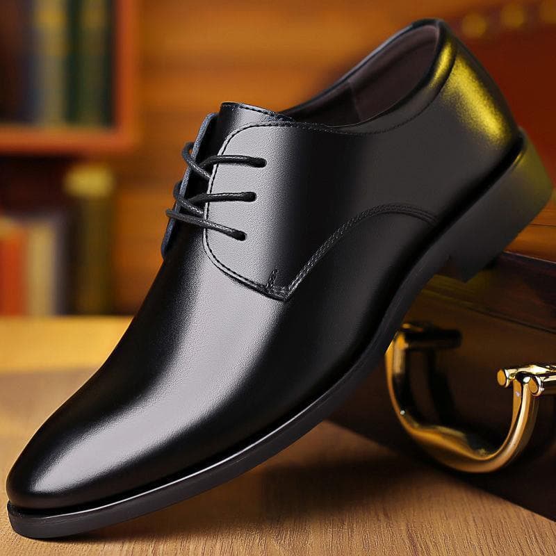 Autumn Formal Men's Business Leather Shoes Soft Sole Breathable Casual Shoes Lace Up Black Driving Shoes
