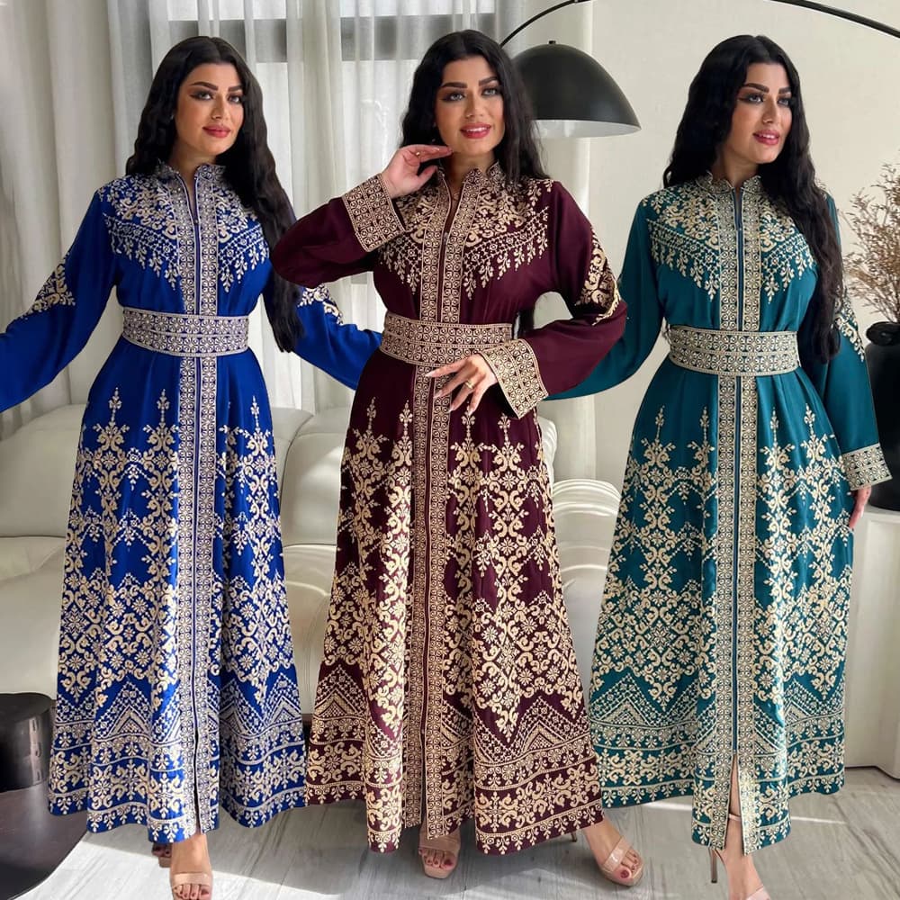 Women's Clothing new printed zipper robe ethnic style dress