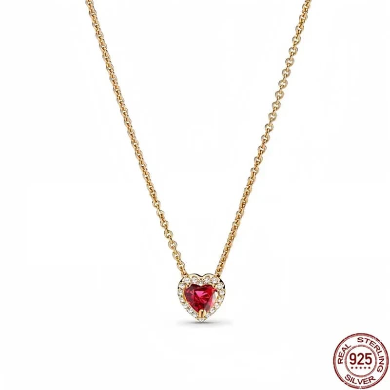 Collier en forme de cœur en argent S925 plaqué cuivre blanc de la série Love