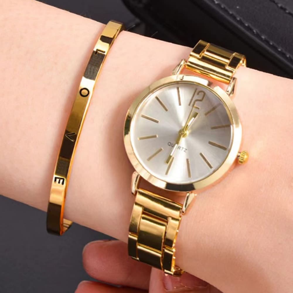 Bracelet Fashionable Thin Narrow Strap Gold Steel Band Quartz For Women Student Dial Fashion Watch