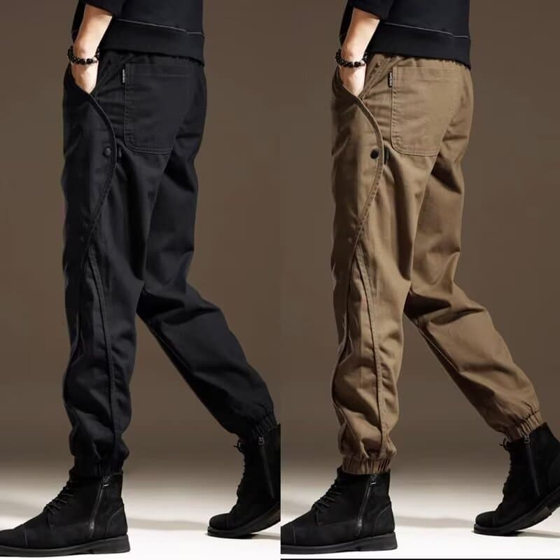 Men's Clothing Men's casual pants, new Korean style, spring and autumn, loose and handsome pants, men's fashion stitching embroidery overalls