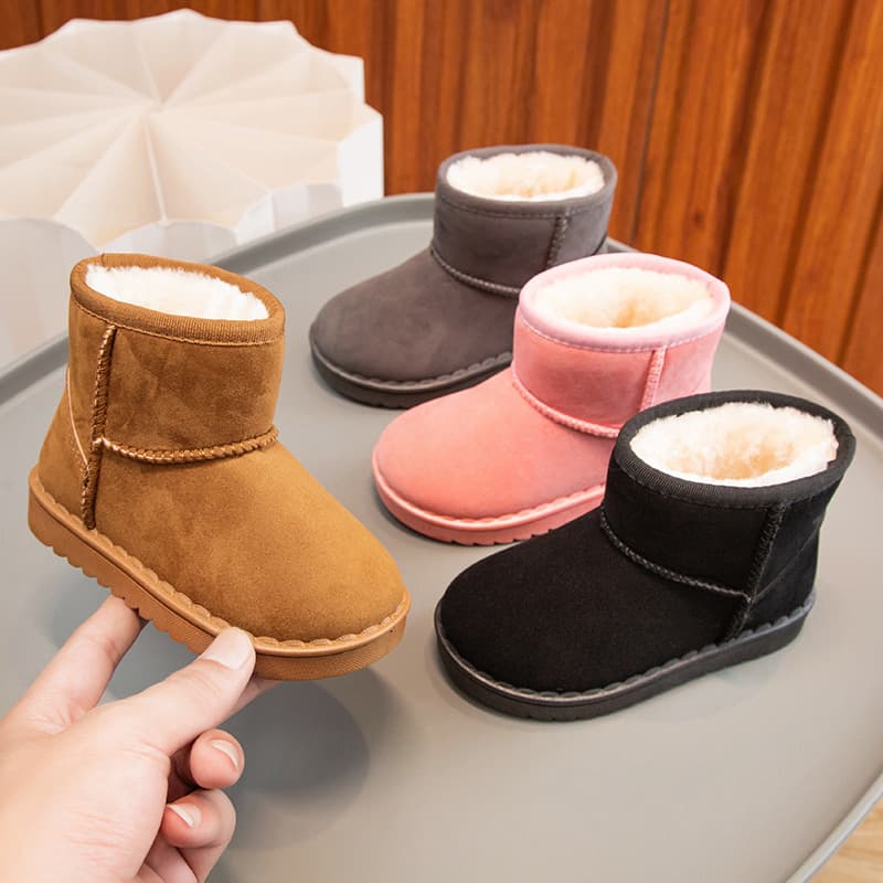 Children's 2024 winter new item boys girls, cotton shoes with thick velvet and warmth for children's snow boots