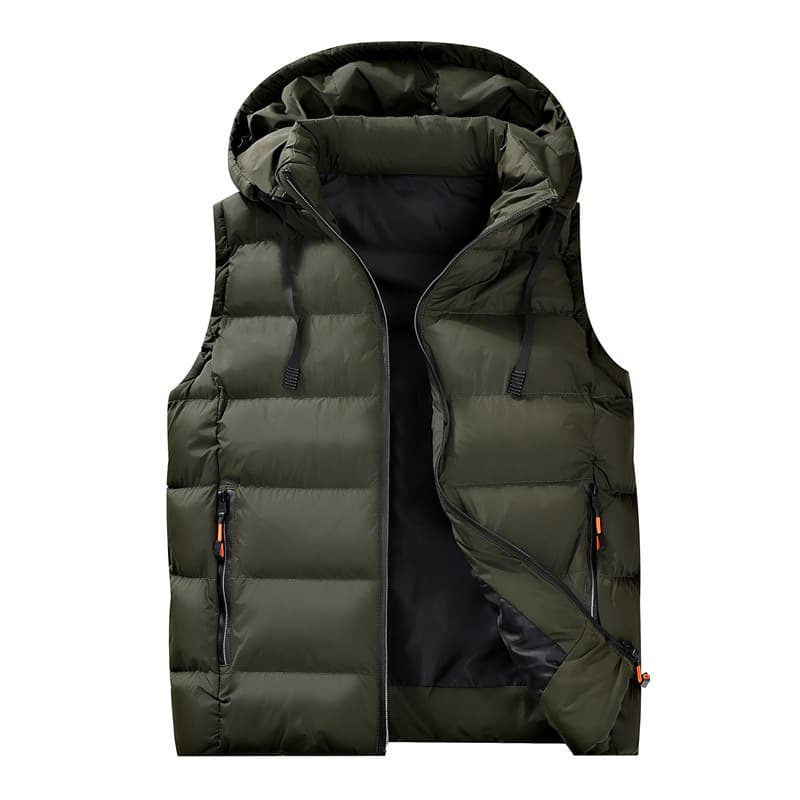Men's Winter Hooded Vest, Plus Size Down-Filled Fleece Lined Warm Puffer Jacket For Cold Weather