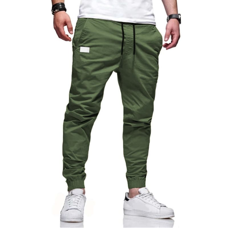 Color Block, Men's Drawstring Cargo Pants With Flap Pockets, Comfy Casual Jogger Pants