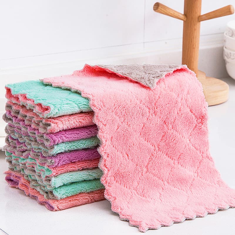 3pcs/5pcs/10pcs Microfiber Towel Absorbent Kitchen Cleaning Cloth Non-stick Oil Dish Towel Rags Napkins Tableware Household Cleaning Towel