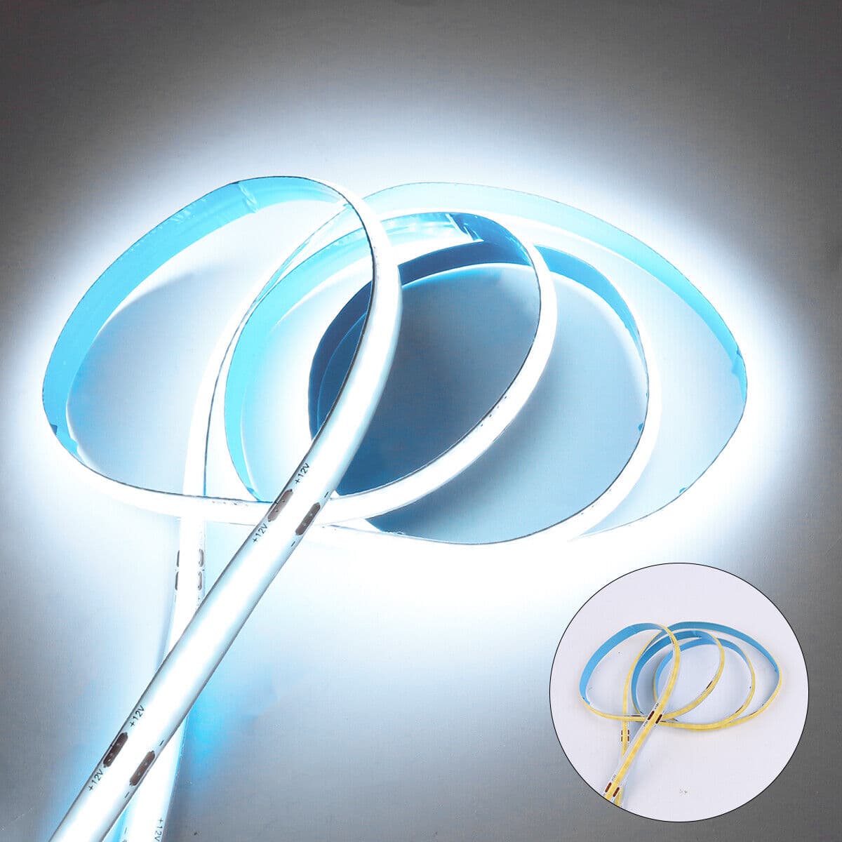 Bande lumineuse LED 12 V COB haute densité, flexible, idéale pour placard, cuisine