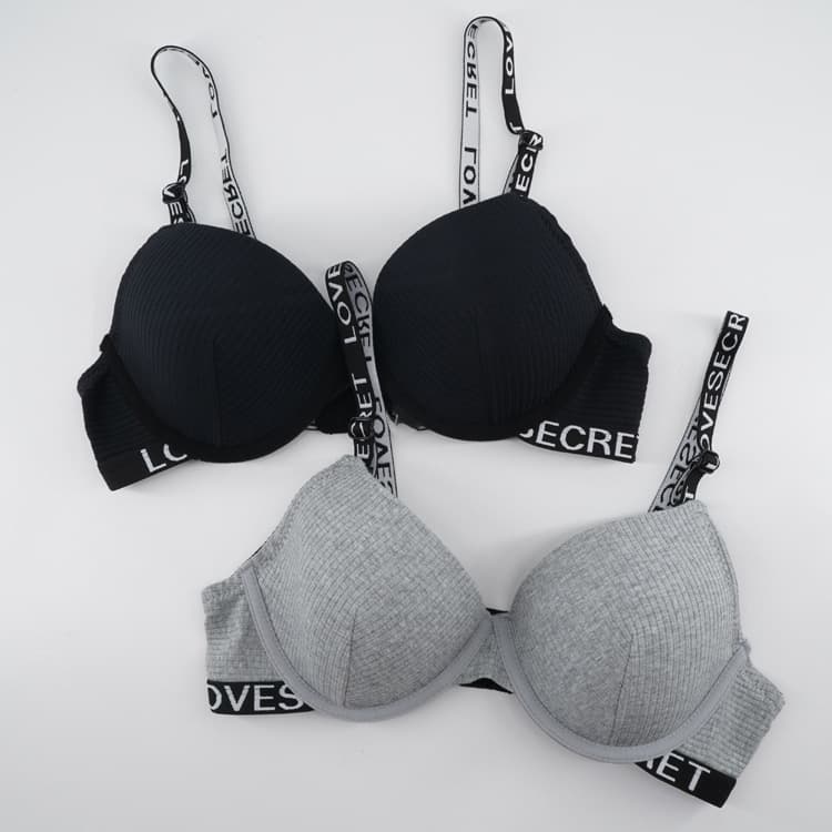 Fashion Adjustable Women's Bra Letter Print Cotton Underwear With Steel Ring For Simple Style