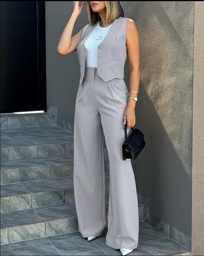 Women's fashion suit vest vest wide leg pants casual suit