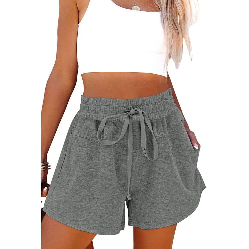 Women's casual pocket solid color shorts Sports shorts
