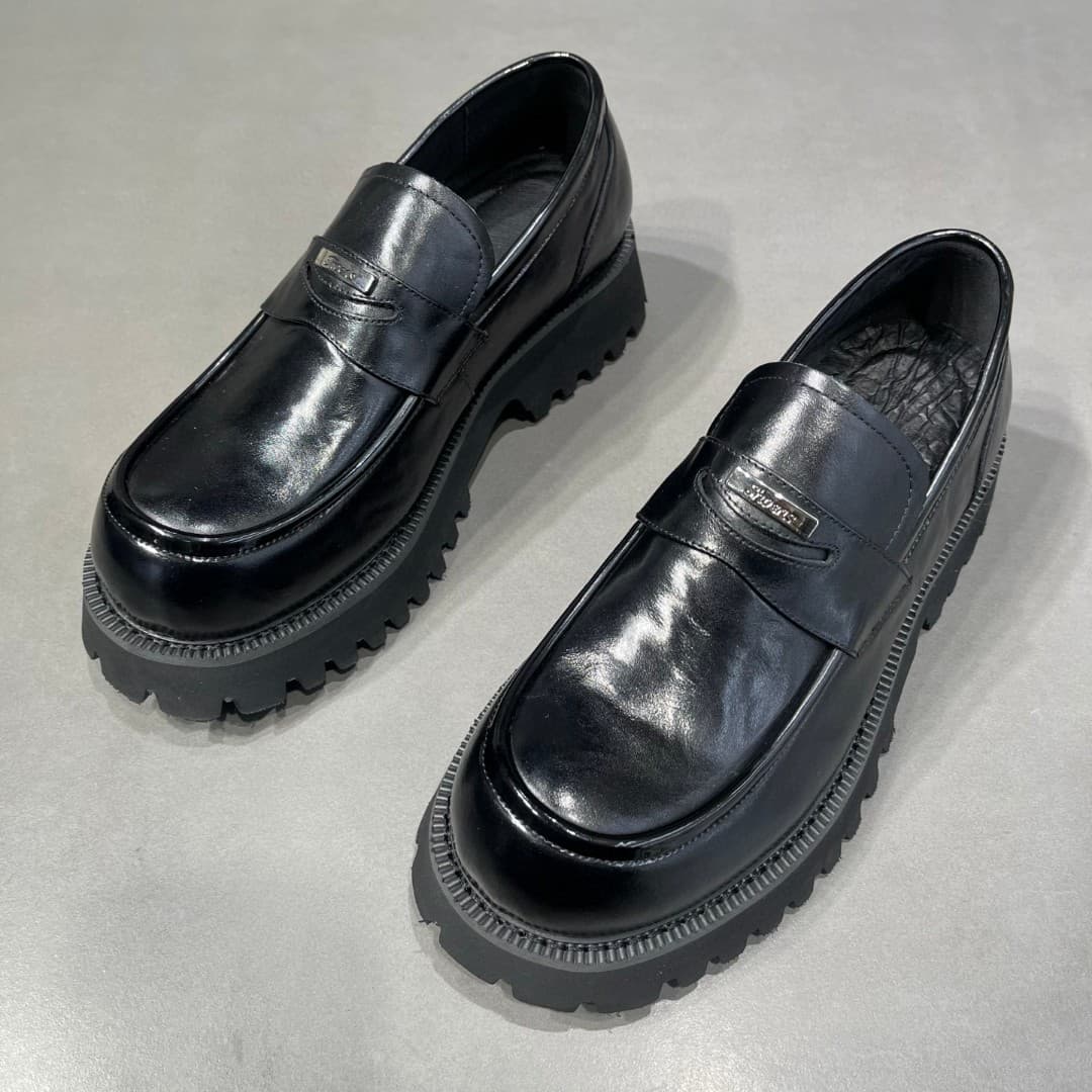 Leather For Men, Korean Version, Trendy, Handsome, Casual, Sponge Cake, Black Genuine Leather, Loafers, British Style,