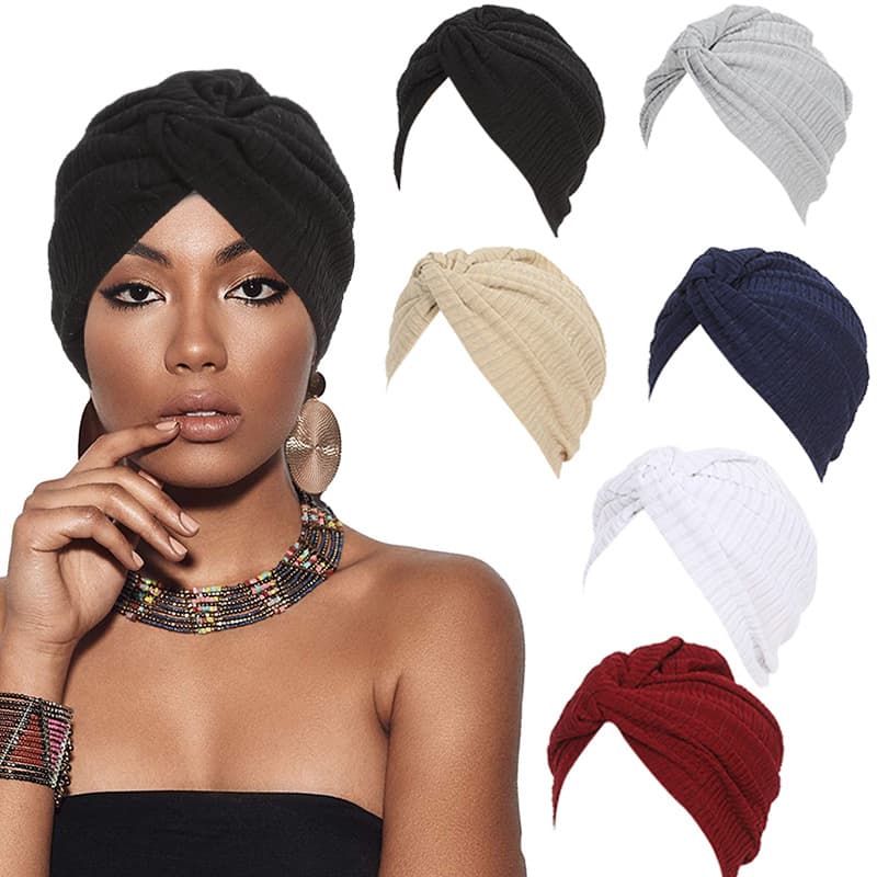 Spring And Summer New Silver Elastic Folded Forehead Twist Cross Turban Hat Baotou Hat