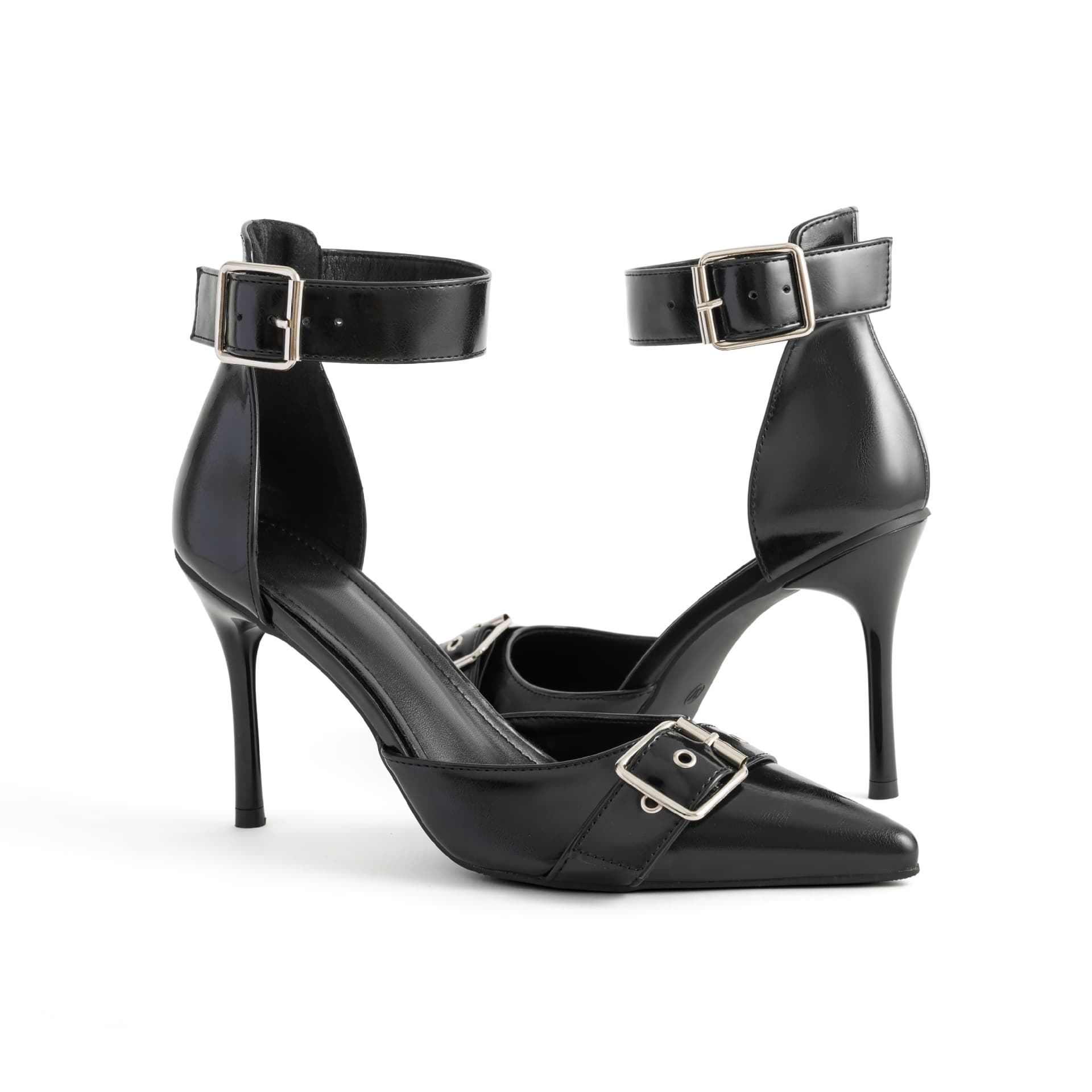 Pointed belt buckle thin heel sandals women after empty high heels Bao head sandals women summer outside wear