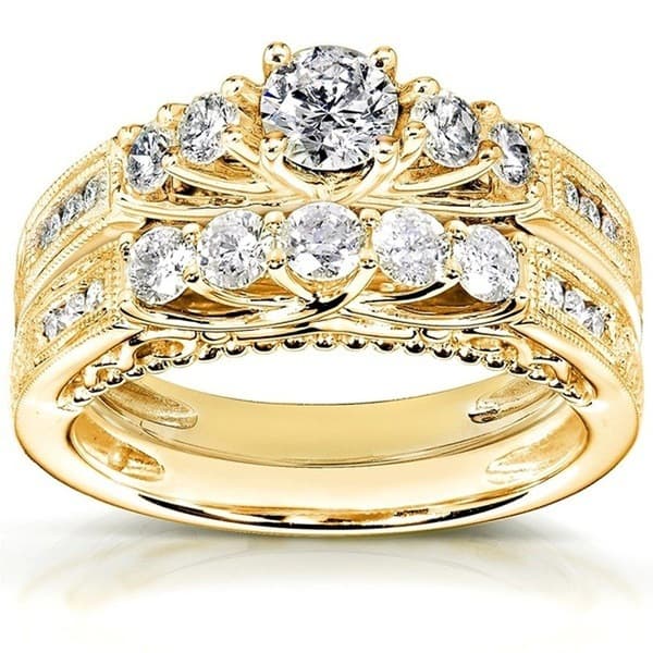 Wish popular couple ring couple two-piece gold-plated zircon ring personalized fashion jewelry