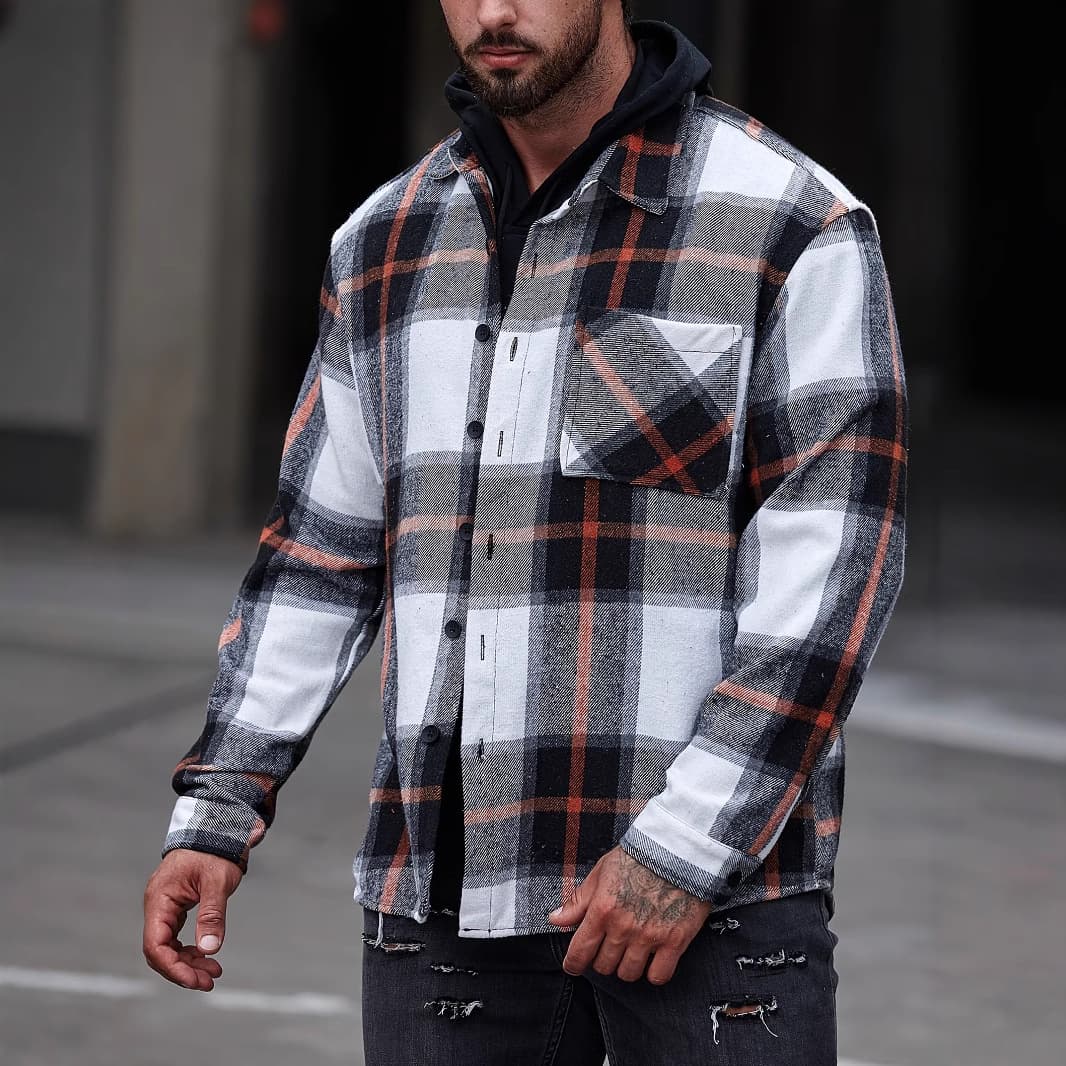 Unbeatable Quality 2025 Autumn/Winter New Fashionable Large Grid Patch Bag Shirt Men's Woolen Coat