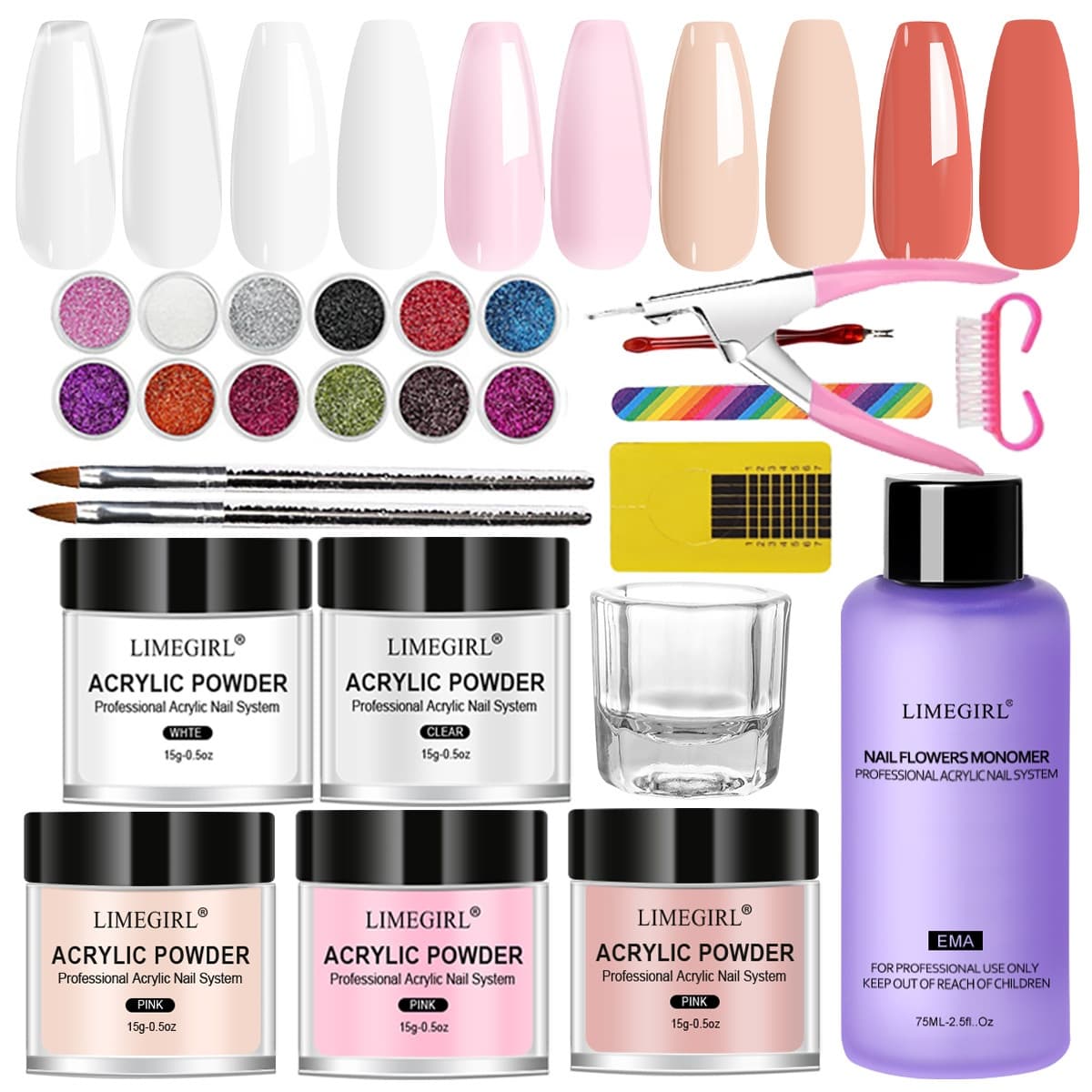 Crystal Powder Liquid Set Tool Brush Nail Extension