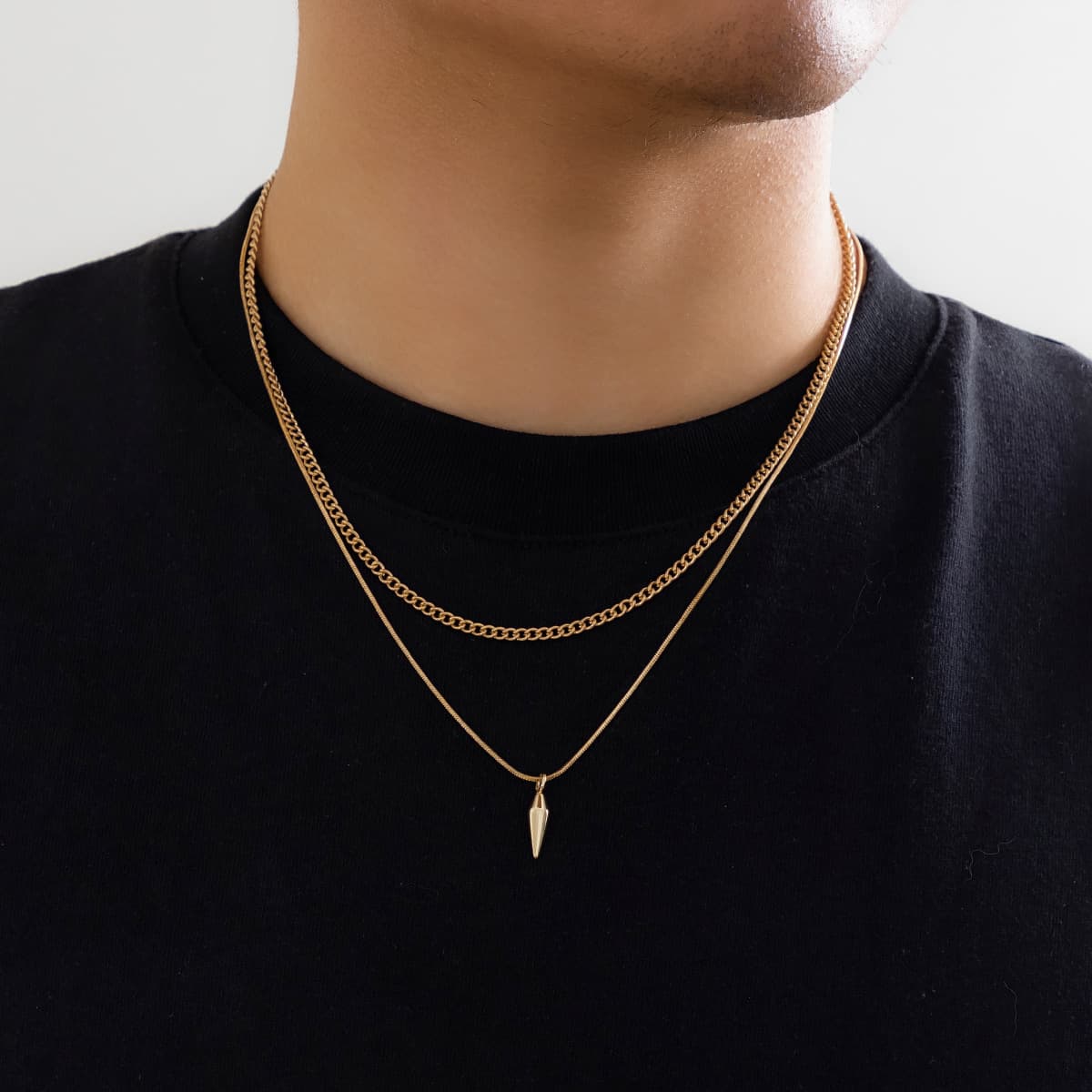 European and American cross-border jewelry men's stacked rivet Necklace Necklace niche Hip Hop Street all-match sweater chain