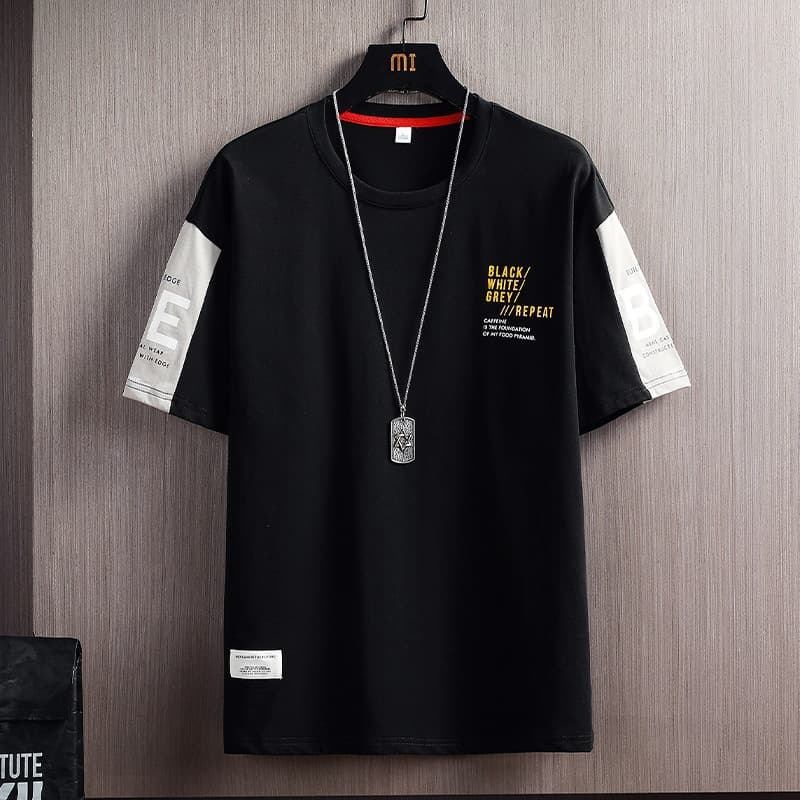 Clearance leak-picking short sleeve T-shirt men's summer ice silk half sleeve loose top clothes casual all-match trendy T-shirt