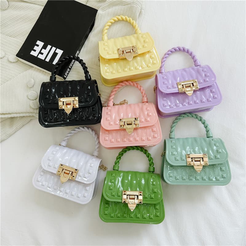 Summer New Leaf Lock Nail Chain Mini Bag Plastic Portable Casual Lipstick Bag Small Bag