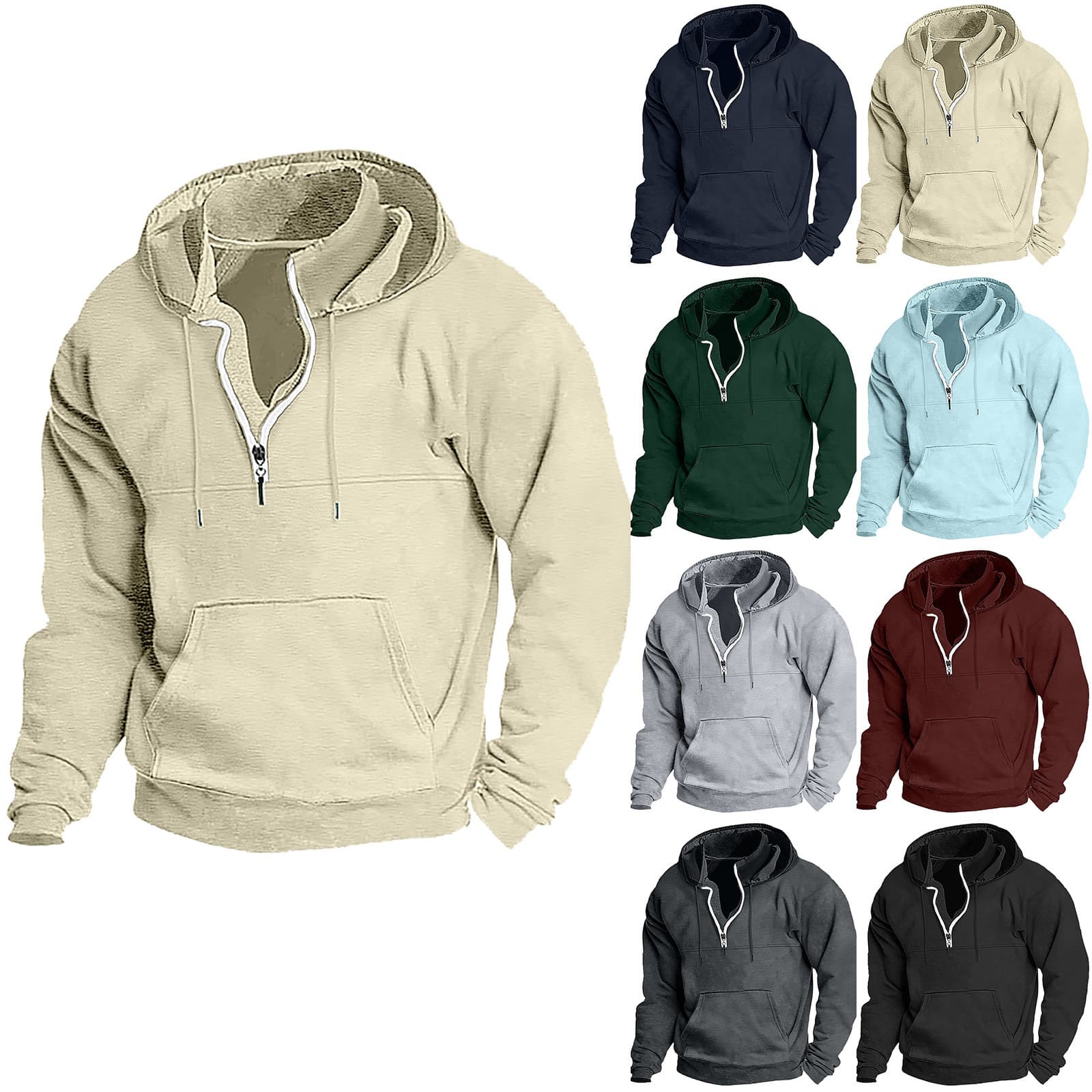 Men's Clothing 2024 autumn and winter new hooded sweatshirt thickened casual jacket men's loose sweatshirt