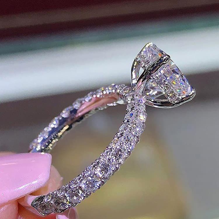 Geometric Micro Pave Oval For Women Elegant Luxurious Fashion Hand Jewelry Ring