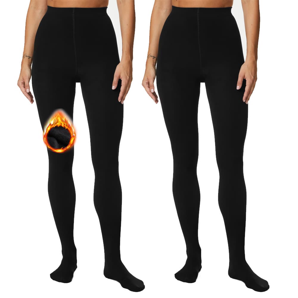 ​​120D Thermal Opaque Tights – Thickened Winter Leggings With Anti-Slip Waist & Reinforced Toe, Stretch Plus Size (S-XL, Black)​​