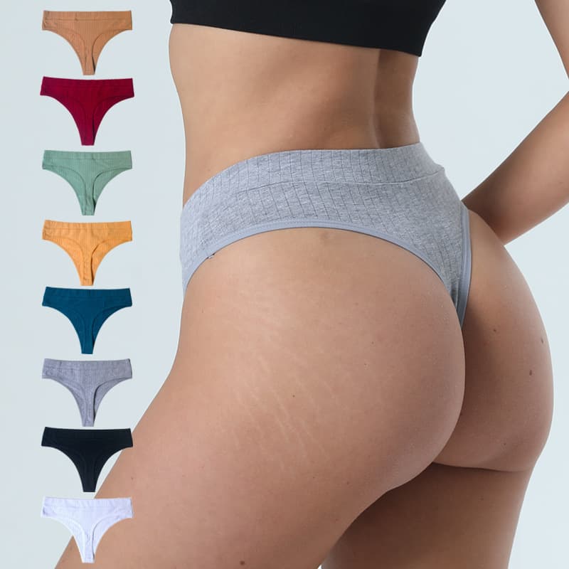 Women's Sexy Sports Underwear Breathable Cotton Thong Panties With Elastic Band