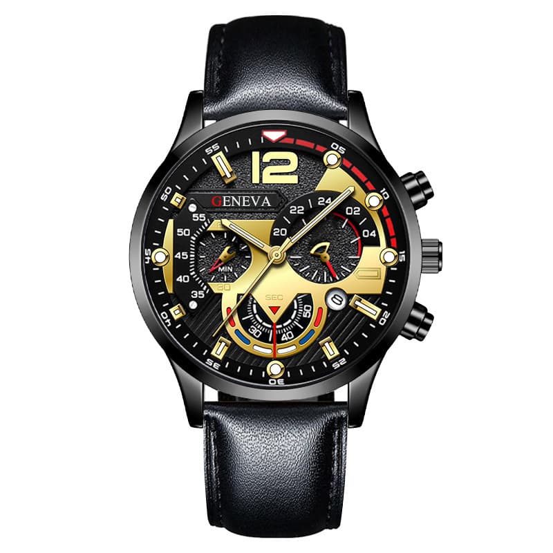 popular men's watch fashion calendar six-pin belt watch quartz watch men's watch sports luminous watch