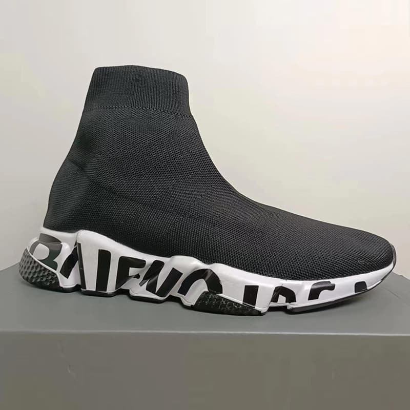 Chaussures chaussettes Baskets décontractées Hommes Femmes Speed Trainer Triple Noir Graffiti Blanc Bleu Rouge Semelle transparente Volt À lacets