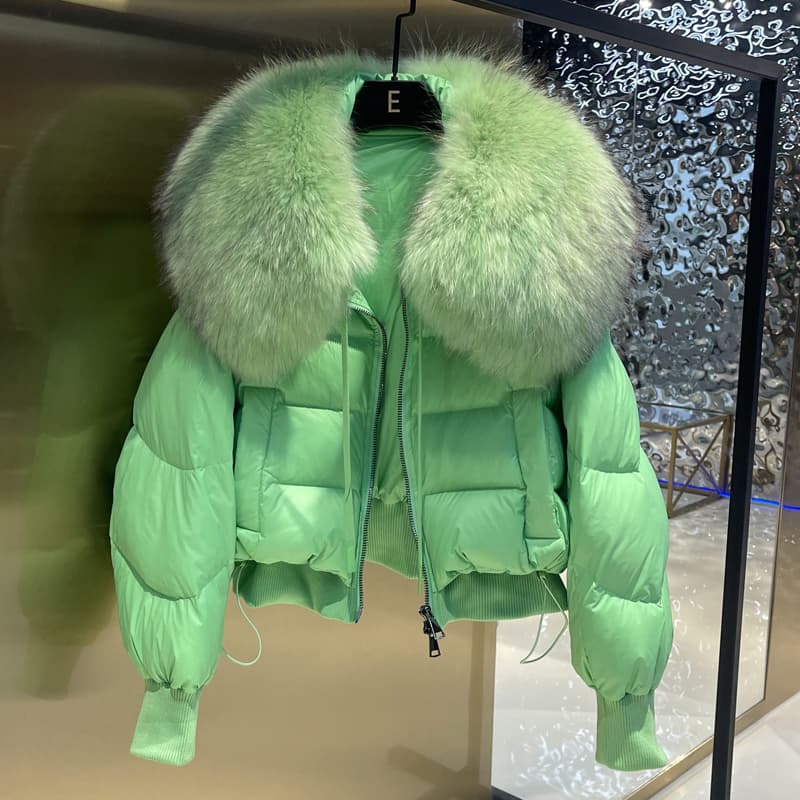 European Version 2023 Winter New Light All-match Big Fur Collar Loose Women's Long-Sleeved Bread Korean Version Down
