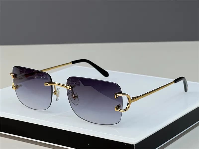Men Designer Sunglasses Outdoor Fashion Zonnebril Women Vintage Frameless Square Small Rimless Eyewear Anti-reflective