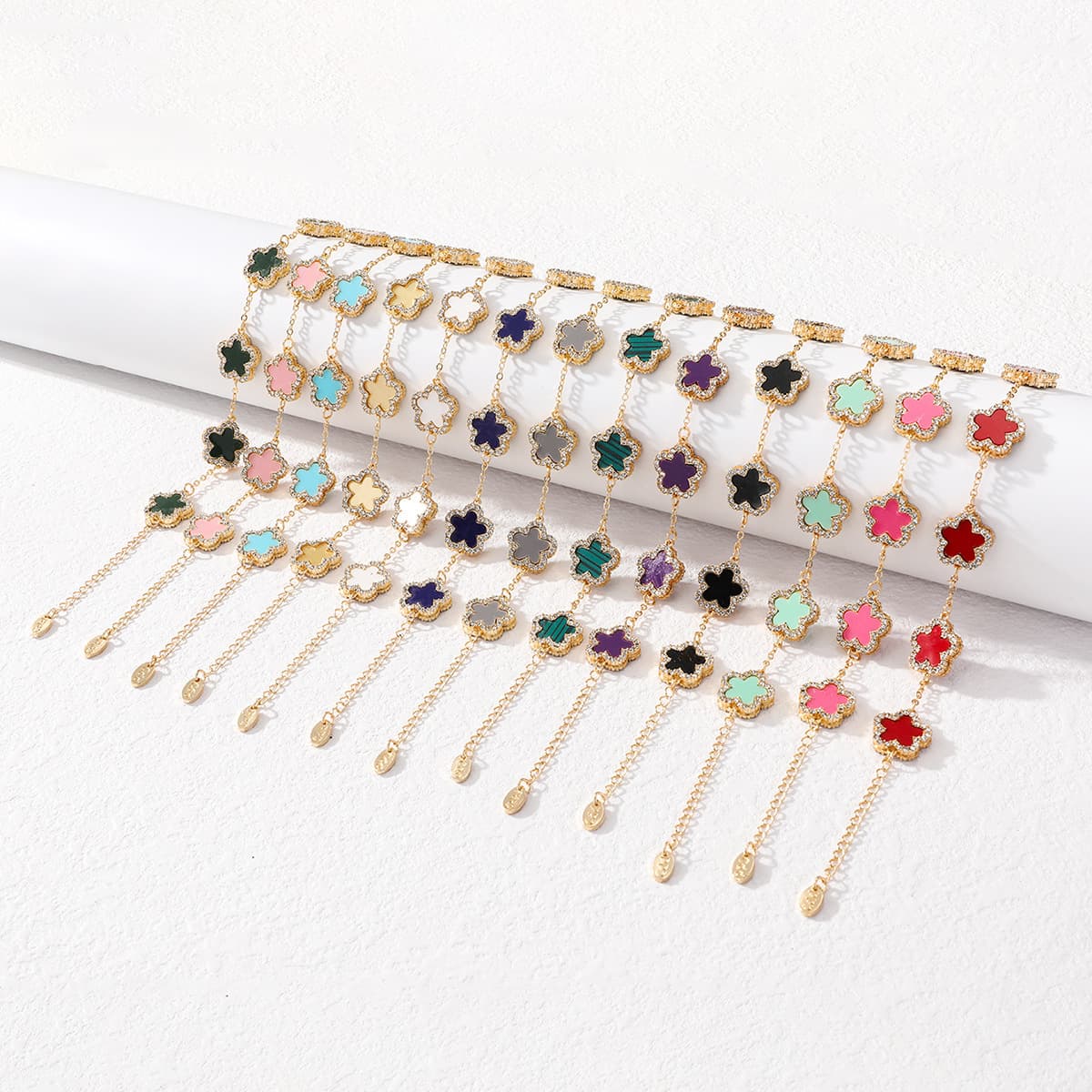 Multiple Styles Diamond-Encrusted Pentagram Petal Fashionable Elegant Light Luxury Eco-Friendly Material Women's Single
