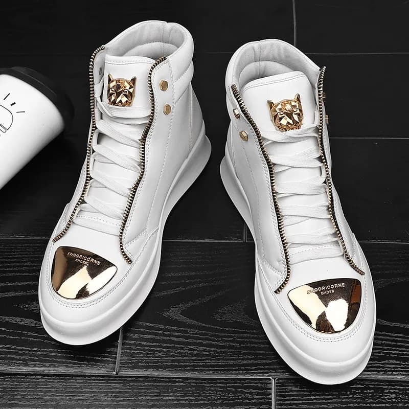 High Top Leisure Sneakers Fashion Skateboard Leopard Platform Shoe Sport Training Shoes Men Ankle Boots