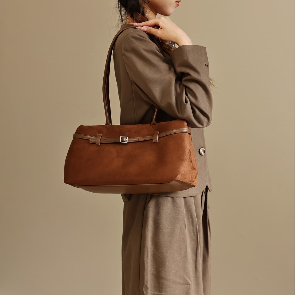 Koossoasis Retro Suede Tote Bag Women's 2025 New Autumn And Winter High-end Niche Design Large-capacity Commuter Handbag