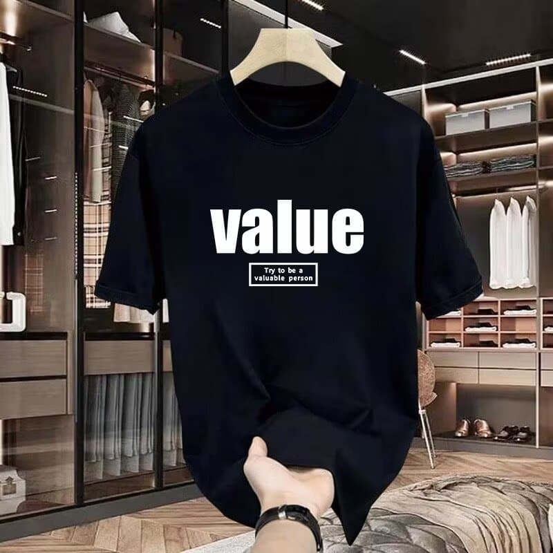 Trendy Brand American Style Simple Fashion Pure Cotton Half-sleeved T-shirt Men's Loose Heavy All-match Light Luxury High-end Short-sleeved Men