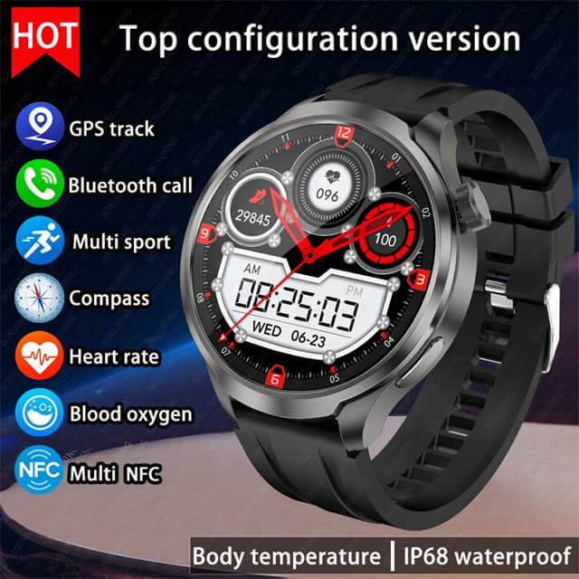 Montre connectée Huawei 1,85 pouce pour hommes, étanche, avec boussole, suivi GPS, NFC, Bluetooth, appels