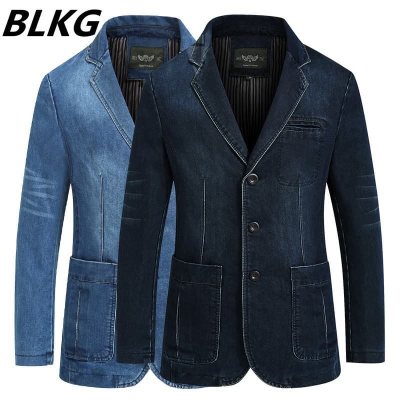 Men's Clothing Men's Casual Denim Blazer Jacket - Slim Fit Stretch Comfortable Lightweight For Everyday Wear (Dark Blue, Light Blue)​