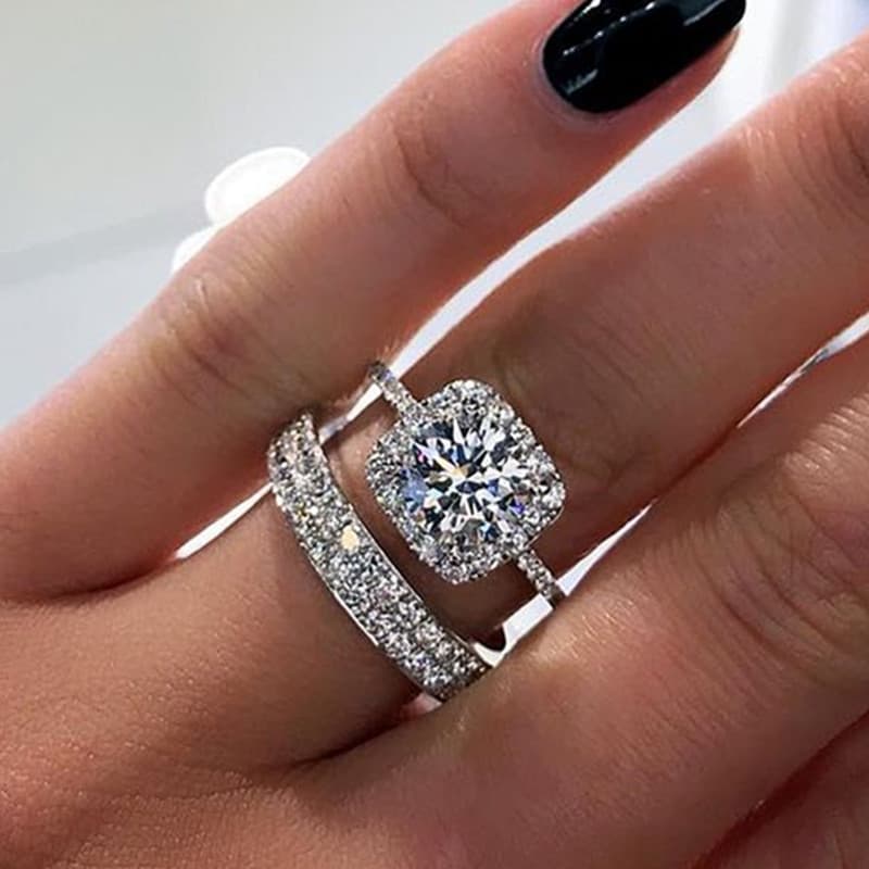 Set Ring New Style Full Set Zircon Couple Ring Fashion Wedding Ring