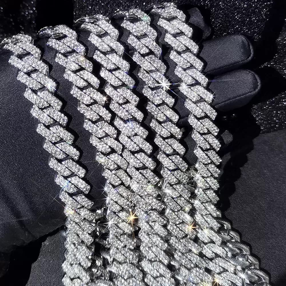 15mm Cuban Link Chain Necklaces Fashion Hiphop Full Iced Out Rhinestones Jewelry For Men Women