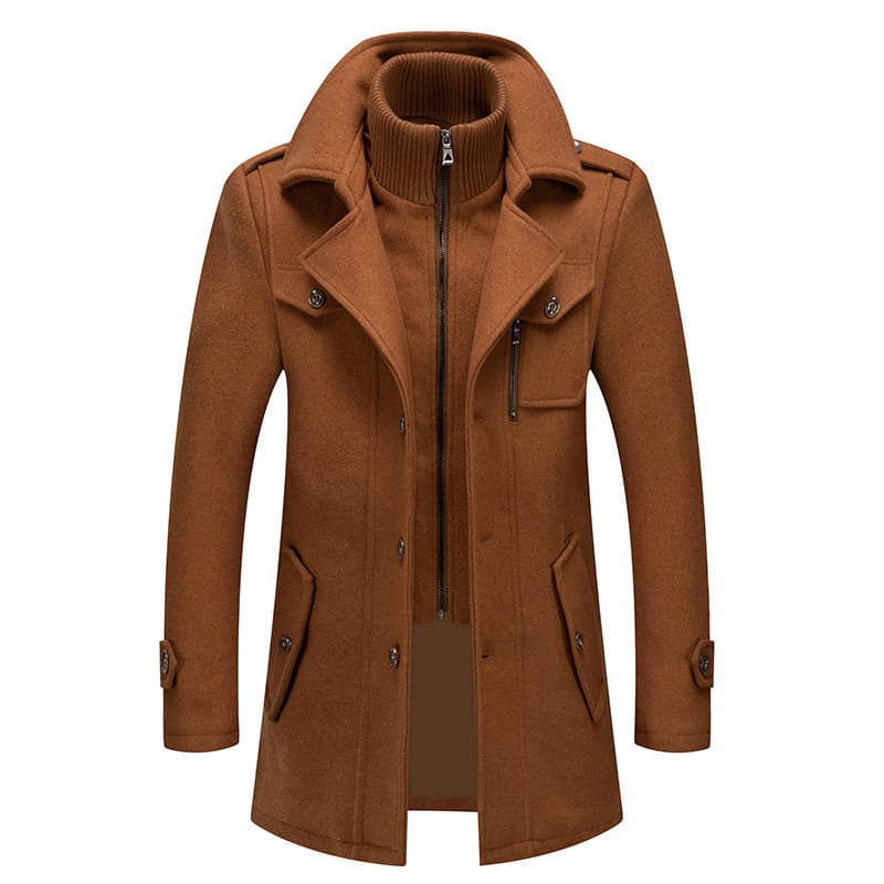 Men's Coat Double Neck Thick Autumn/Winter Super Men's Jacket Collar Men's Woolen Jacket