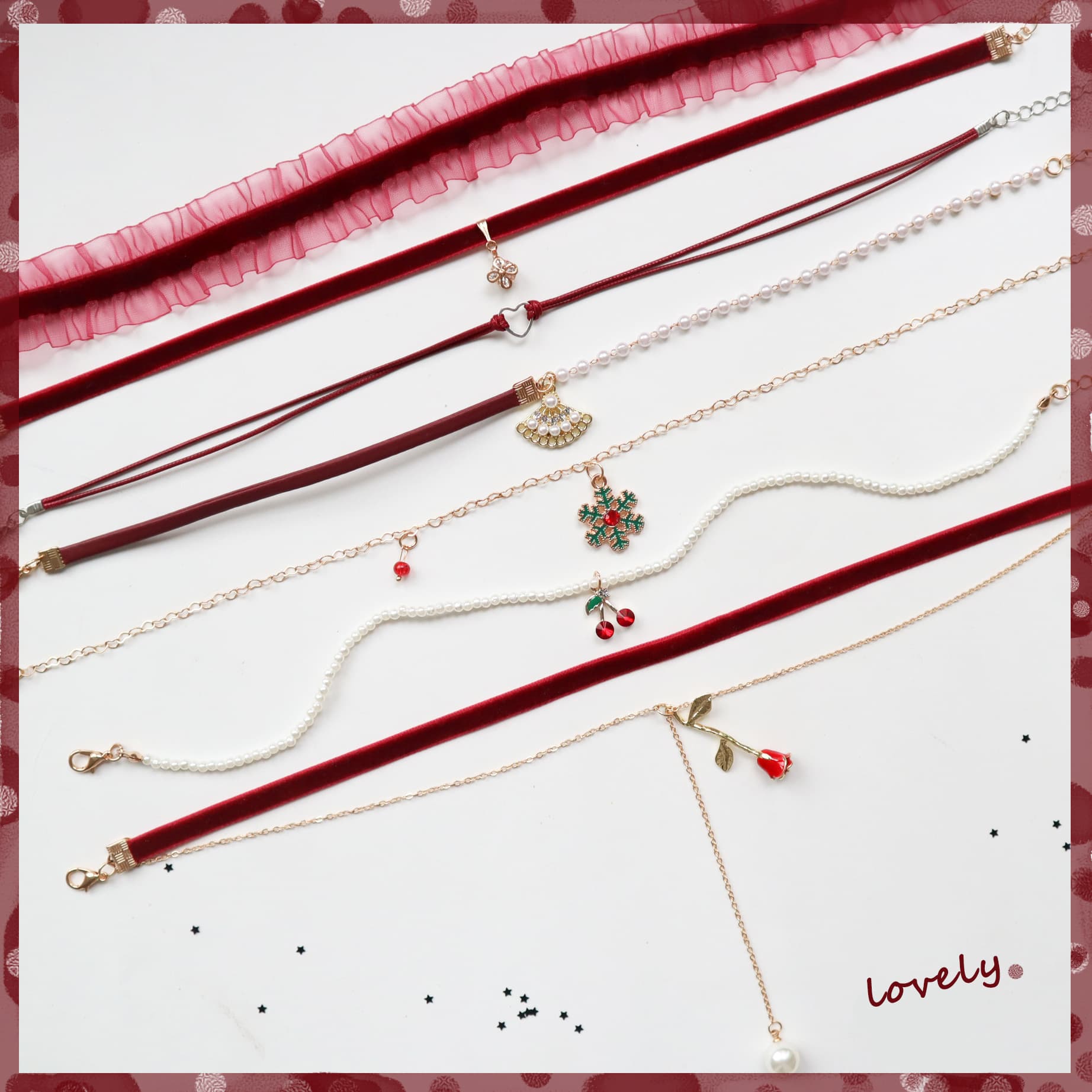 Ankola Red Jewelry Necklace Choekr Necklace Collar Short Clavicle Chain Women