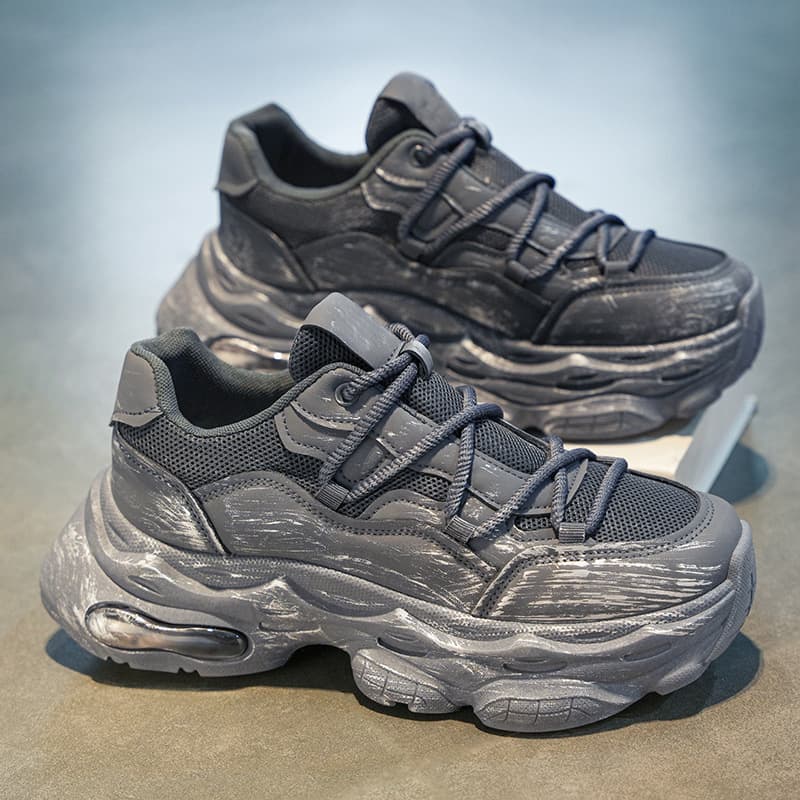 2025 Thick Soled Summer New Style Breathable Mesh Height Increasing Shock Absorbent Air Cushion Sports Men's Trendy