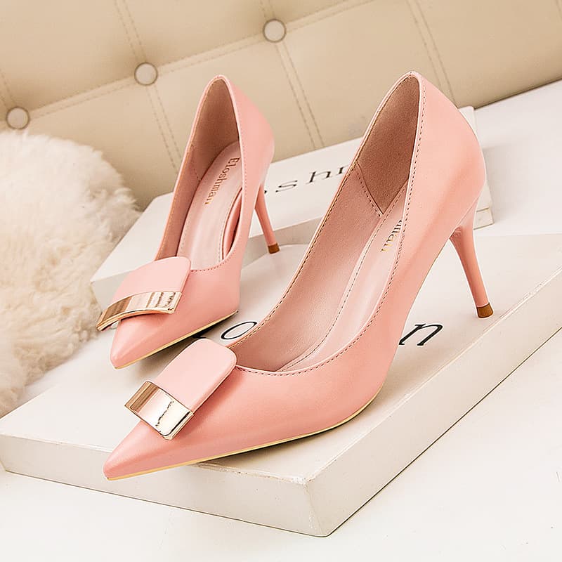 Women's Pumps Toe Women's Shoes, Shallow Stiletto Heels, Square Buckle Solid Color Early Autumn Women's Shoes, One-piece Drop-shipping Shoes