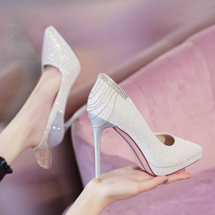 ShoeVault 2025 New High Heels For Women Silver Waterproof Platform Stiletto Versatile Nightclub Dress Shoes Fashion Show Elegant